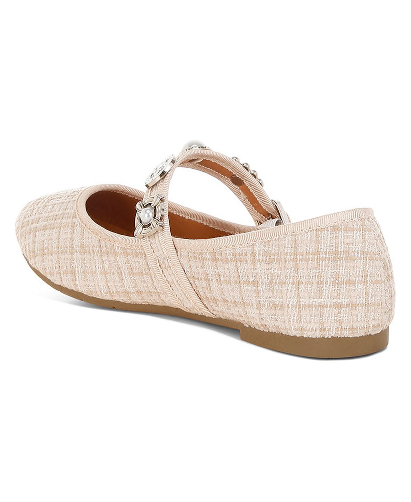 Женские балетки London Rag Noyama Charms Embellished Tweed Mary Janes, цвет: Светлый бежевый — фото 3