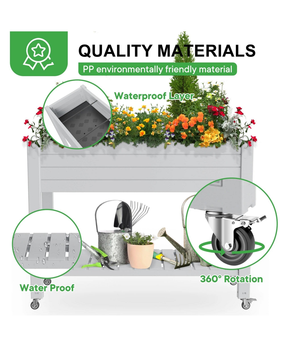 Chic Crate Elevated Resin Garden Bed with Auto-Drain
