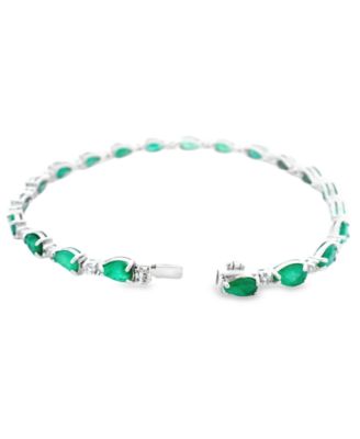Pear Sapphire (10.50 ct. t.w.) and White Sapphire Bracelet (0.04 ct. t.w.) in Sterling Silver (Also in Emerald)