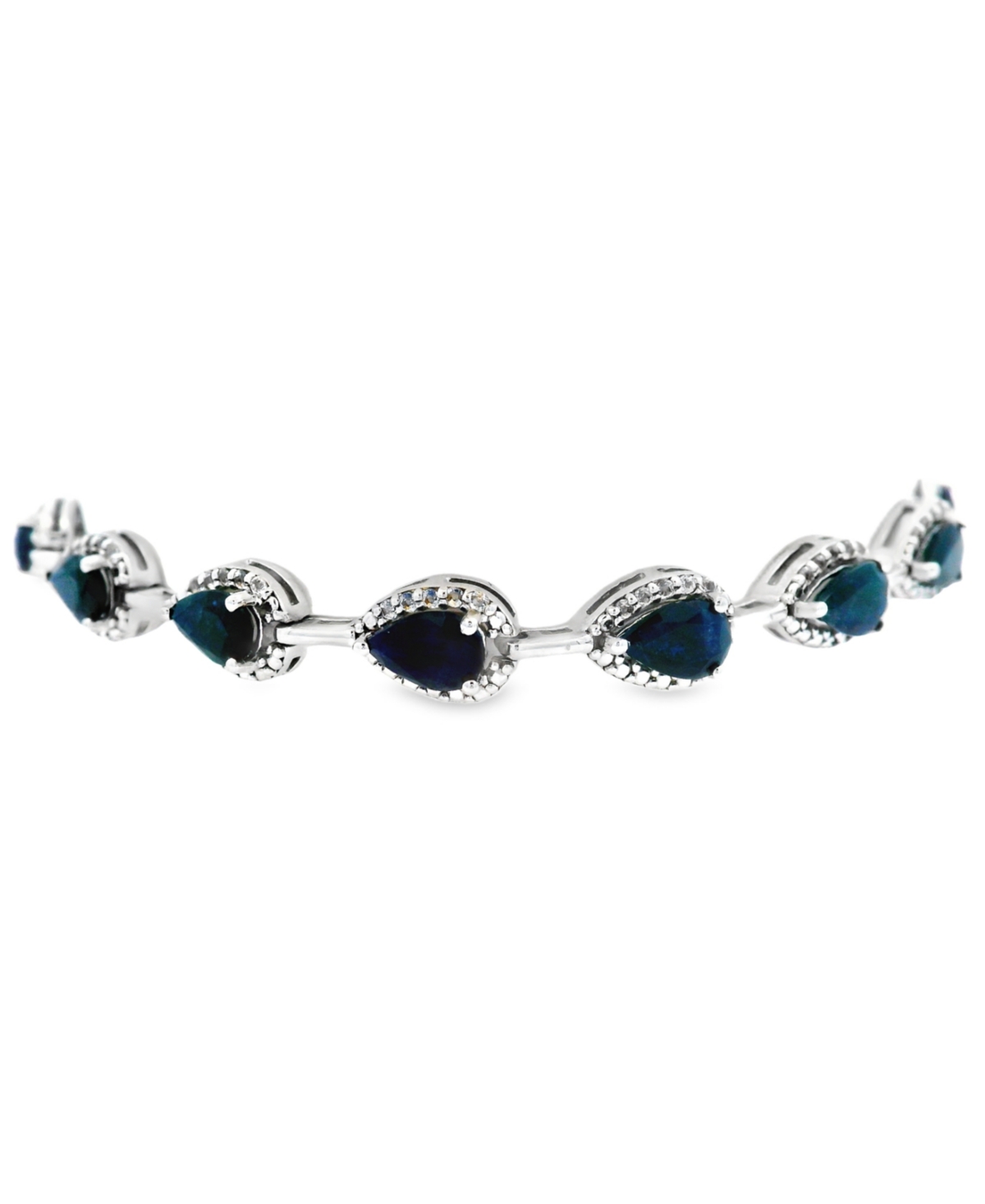 Macy's Pear Sapphire (8 ct. t.w.) and White Sapphire Bracelet (0.04 ct. t.w.) in Sterling Silver