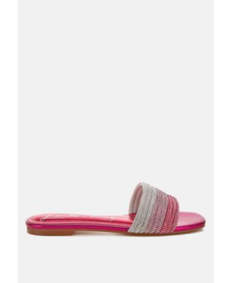 Womens Chrisy Rhinestone Strap Slip On  Flats