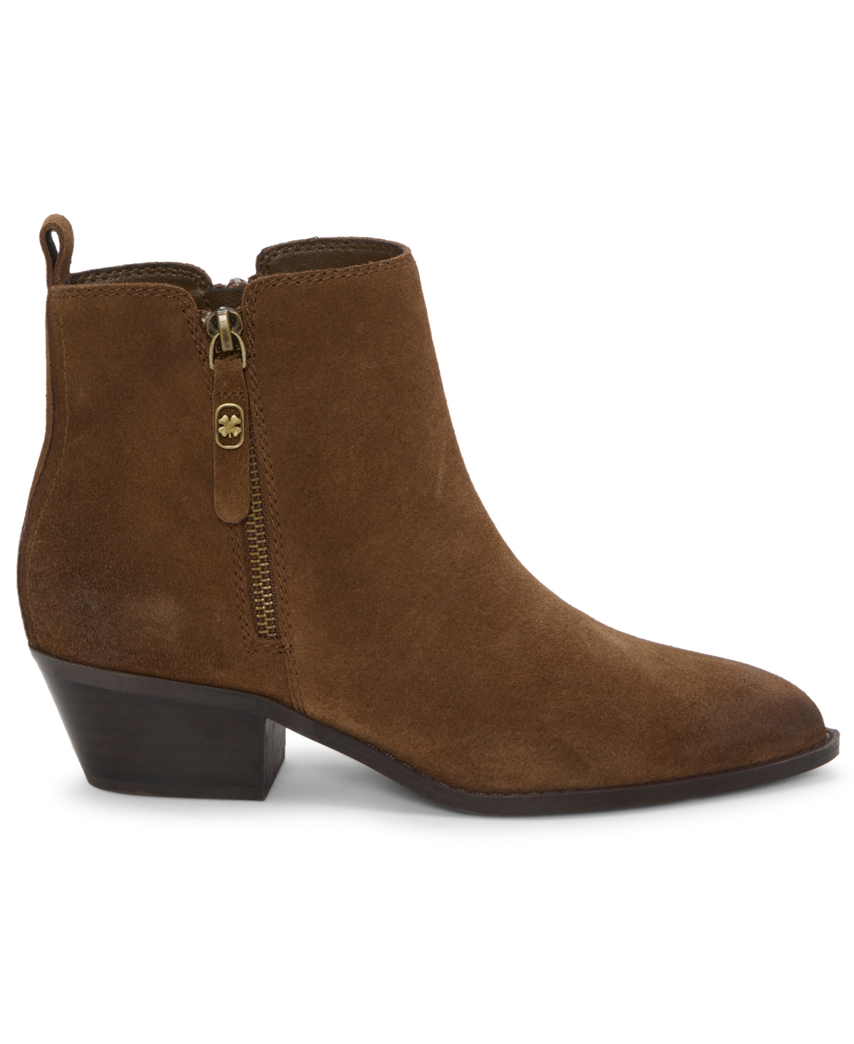 Lucky Brand Women's Ailein Pointed Toe Zipper Ankle Booties In Brown