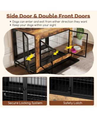 Dog Crate Furniture Industrial Dog Kennel w/ Flip-up Top Decorative Pet House