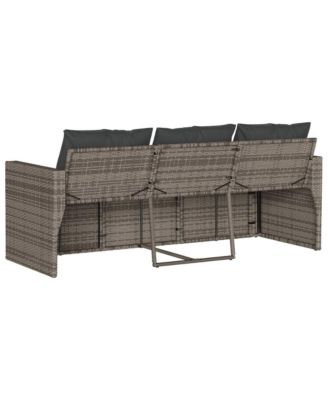 Garden Sofa Gray PE Rattan 3-Seater UV-resistant materials