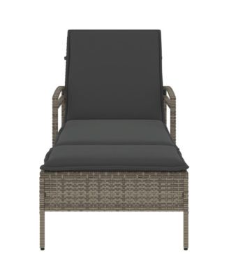 Sun Lounger Grey Poly Rattan, Powder-Coated Steel And over