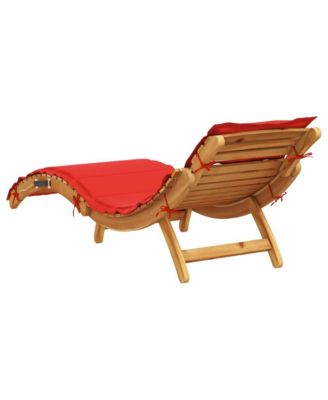 Sunlounger Red Solid acacia wood, 100% polyester cushion Standard