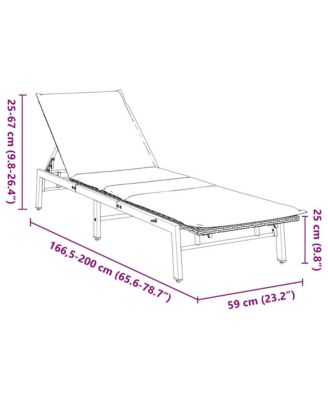 Sun Lounger with Cushion Black Poly Rattan