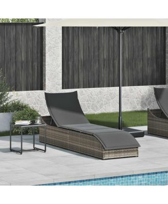 Folding Sun Lounger Grey PE rattan, powder-coated steel Standard