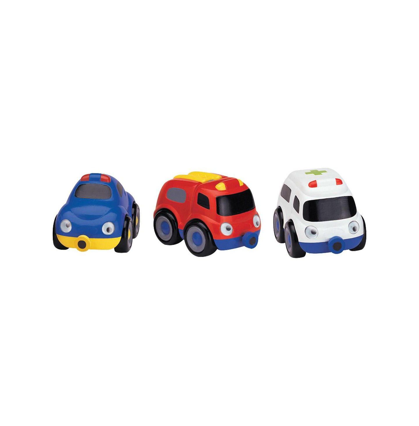 Детские игрушки Small World Toys Tailgate Trio Magnetic Connector Rolling Fire Engine, Police Car and Ambulance, 3-Piece Toy Set, цвет: Assorted Pre-Pack — фото 1