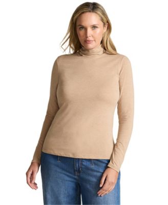 Plus Size Lightweight Fitted Long Sleeve Turtleneck Tee