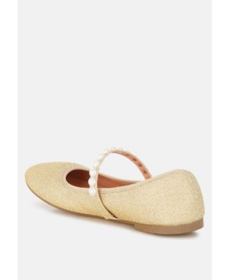 Womens Corphee Pearl Strapped Glitter Ballerinas