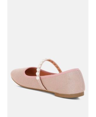 Womens Corphee Pearl Strapped Glitter Ballerinas