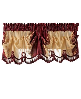 Danbury Custom Austrian Embroidered Rod Pocket Window Valance Treatment  - 54 in. W x 20 in. L, Cranberry