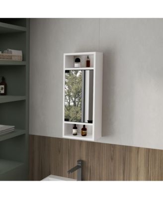 1Pc MDF Steel Mirrored Doors, Open Storage & Water-Resistant Finish Medicine Cabinet