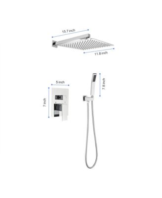 12" Rain Chrome Shower Head Systems Wall Mounted Shower Full Body Coverage Square Shower Head