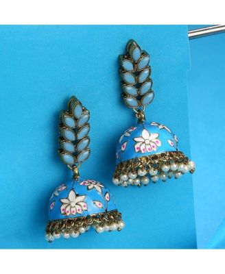 Floral-Enamel Drop Earrings