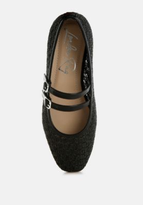 Womens Warena Pin Buckle Strapped Ballerinas