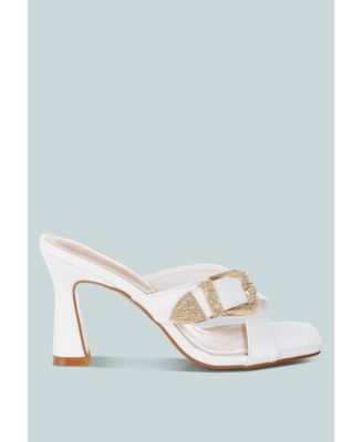 Womens Mohaya Engraved Metallic Buckle Sandals