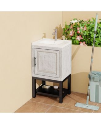 Small Bathroom Vanity with Sink Hot and Cold Faucet Freestanding Bathroom Cabinet