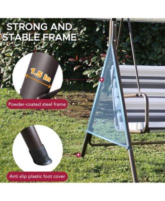 2-Seat Patio Metal Proch Swing With Adjustable Canopy