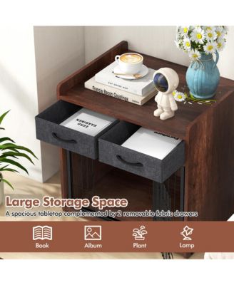 Industrial Dog Crate Indoor Doge Kennel w/Wide Countertop 2 Fabric Drawers