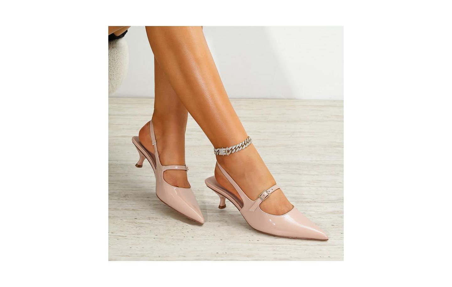 Женские туфли BERNESS Corrie Slingback Kitten Heels, цвет: Бежевый — фото 2