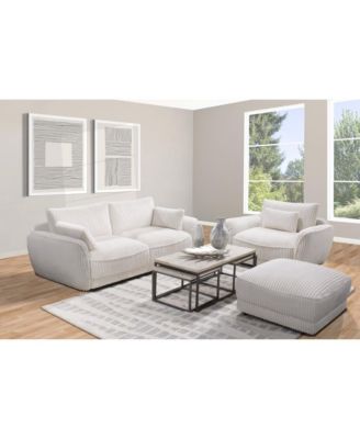 Utopia - Mega Ivory Ottoman with Casters