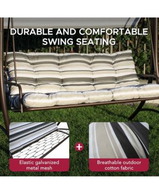 3-Person Deluxe Outdoor Patio Garden Steel Frame Swing