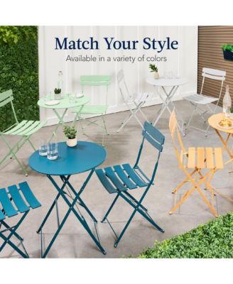 3-Piece Folding Patio Bistro Set with 2 Chairs and Table