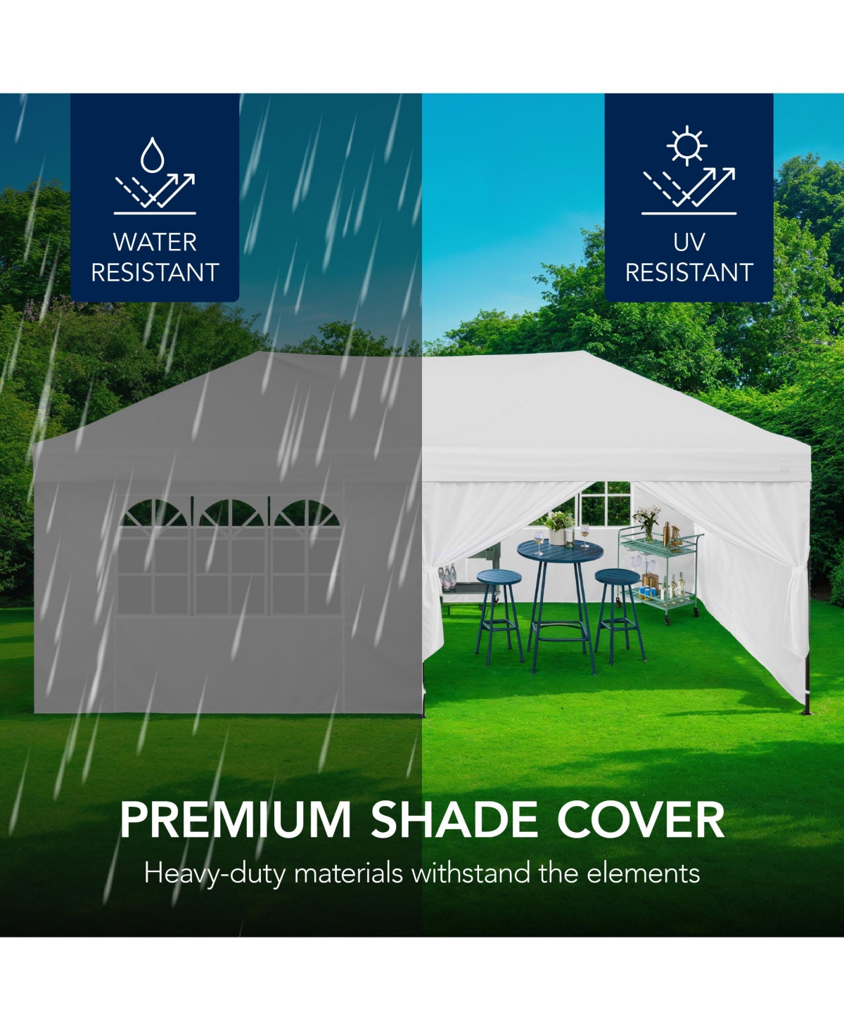 Best Choice Products 10x20ft Party Tent Pop Up Canopy Easy Setup w/ 1-Button Setup, Wheeled Case, 4 Weight Bags