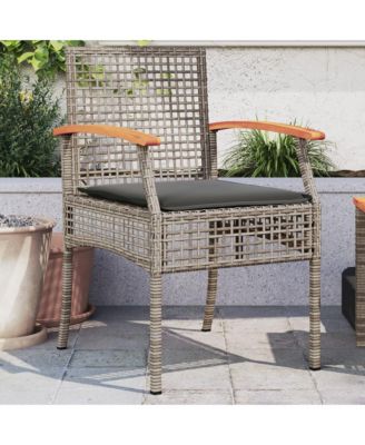 Garden Chair Set of 2 Grey and Brown PE rattan Medium