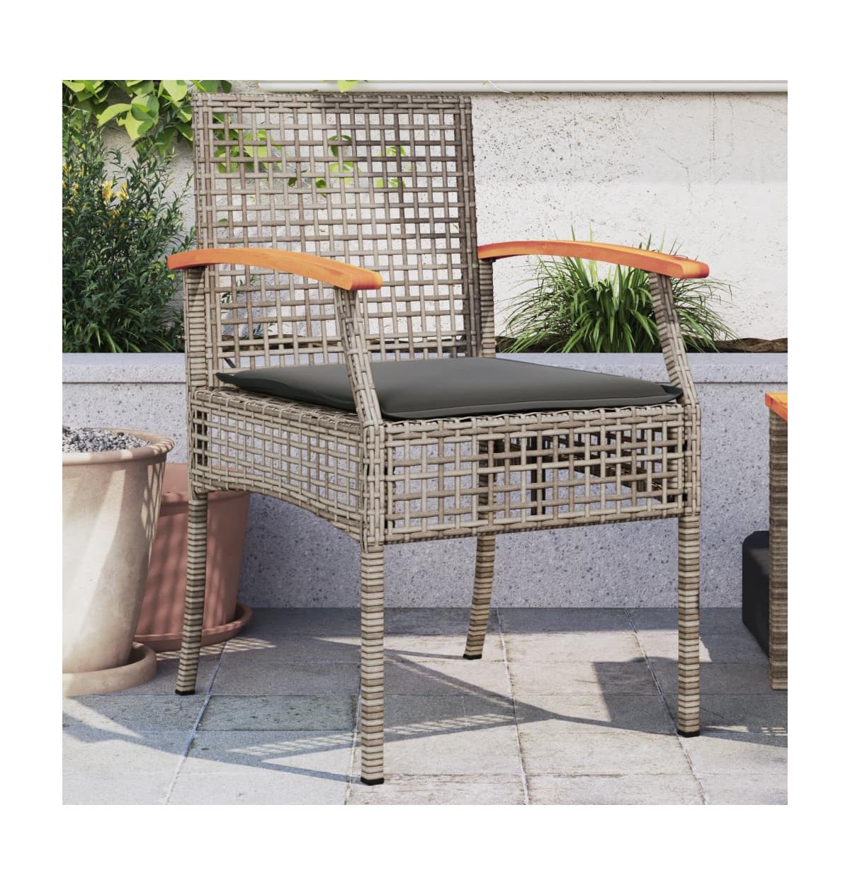 vidaXL Garden Chair Set of 2 Grey and Brown Pe rattan Medium