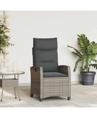 Reclining Garden Chair Grey PE rattan Medium Height-Adjustable