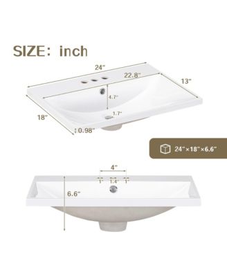 Bathroom Vanity Top Only White Basin Faucet Available Ceramic
