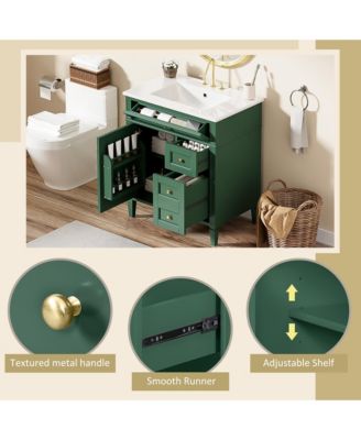 30inch Bathroom Vanity with Top Sink Modern Bathroom Storage Cabinet with 2 Drawers and a Tip out Drawer Single Sink Bathroom Vanity