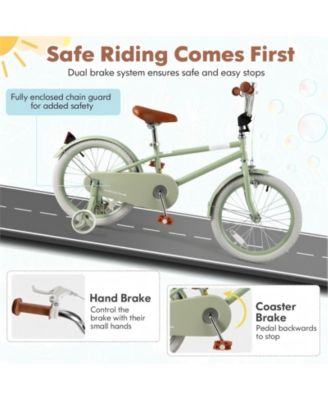 Kids Bike with Adjustable Handlebar and Saddle Green-18 Inches