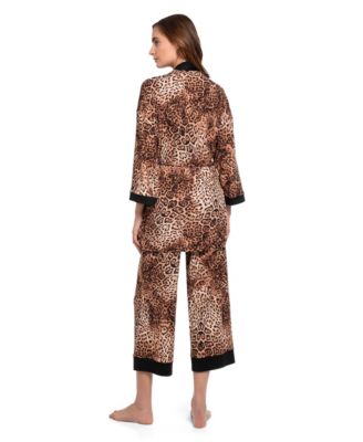 Women's 3-Piece Leopard Skin Knit Pajama Set
