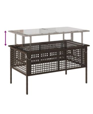 4 Piece Patio Sofa Set with Cushions Brown Poly Rattan Glass