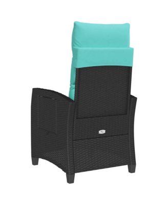Reclining Garden Chair Black PE rattan Standard Foldable