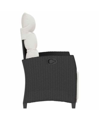 Reclining Garden Chair Black PE rattan, powder-coated steel Medium
