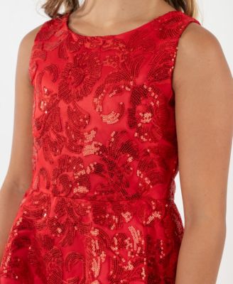 Girls' 7-16 Embroidered A-Line Hi-Low Dress