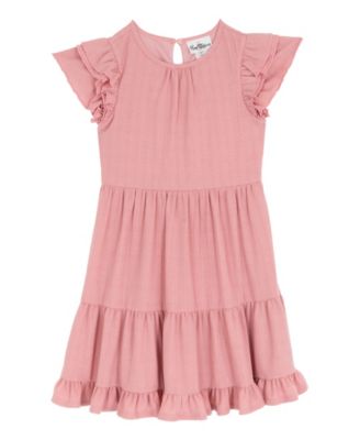 Girls' 7-16 Tiered Dress and Bow Detail Cardigan, 2-Piece Set