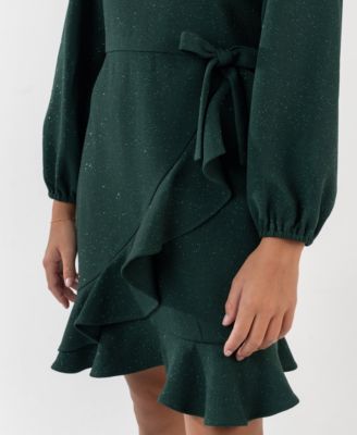 Girls' 7-16 Ruffle Detail Wrap Dress