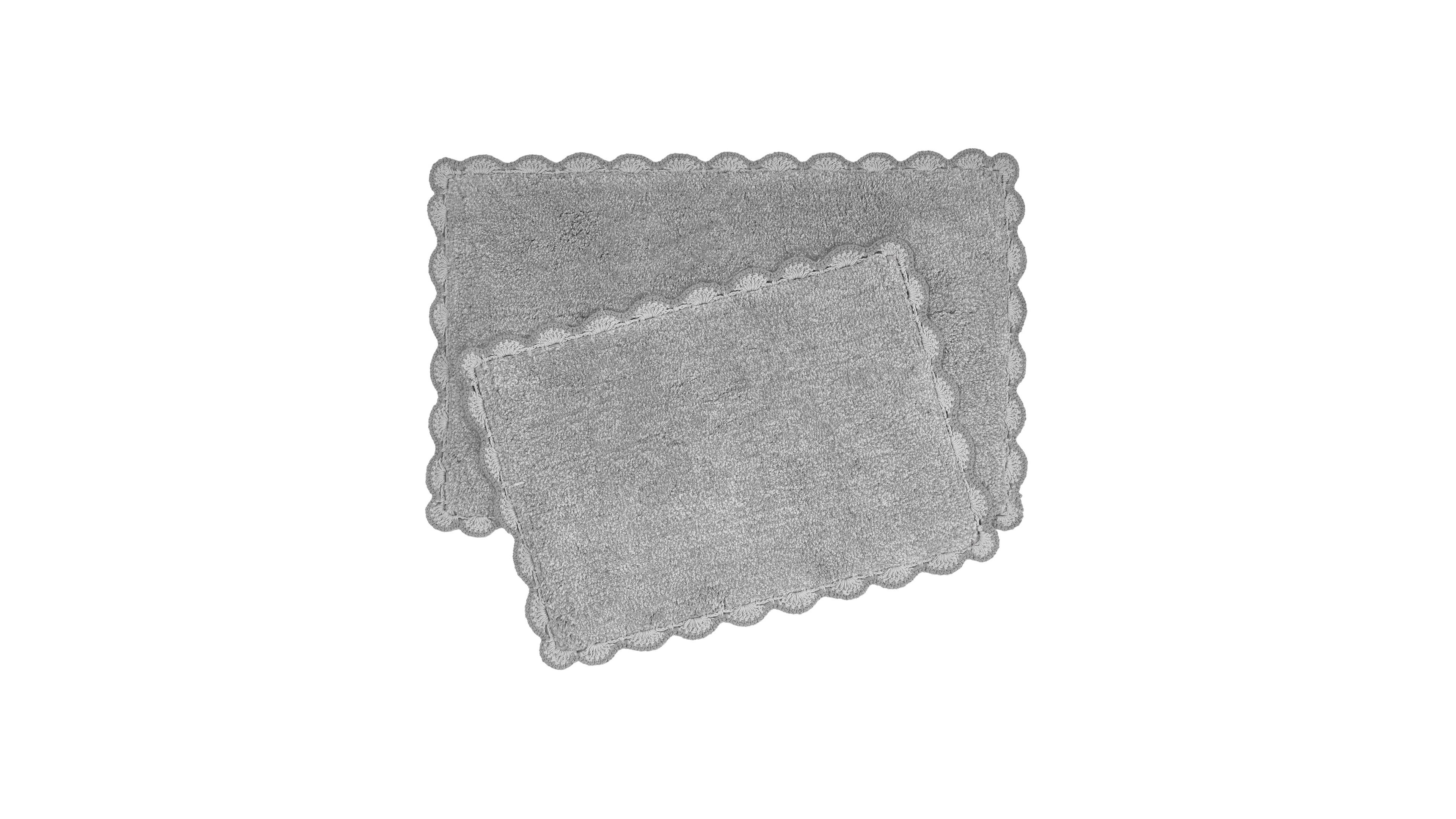 Laura Ashley Heathered Crochet Border Cotton Bath Rug Set
