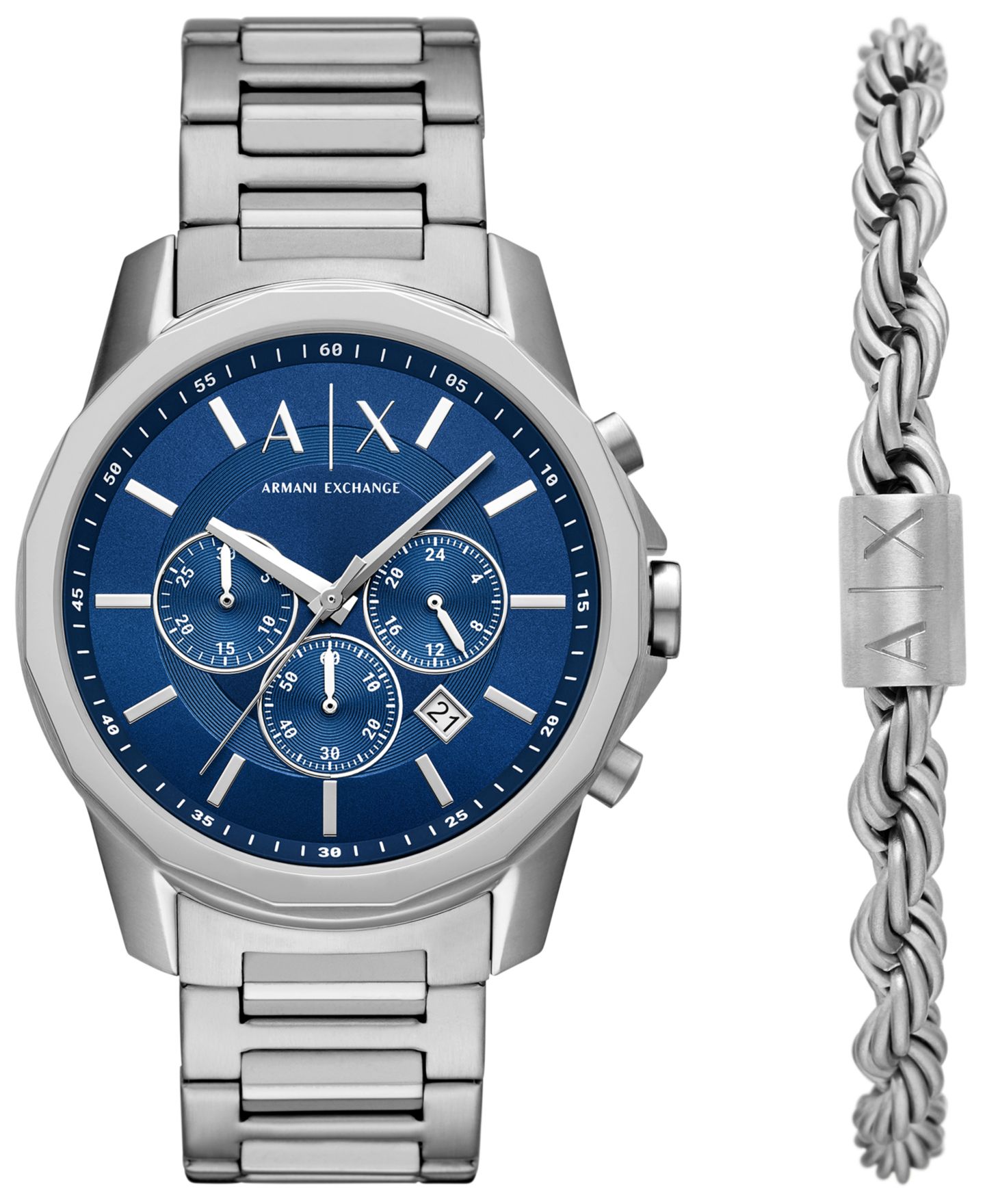 Мужской подарочный набор A|X Armani Exchange с хронографом из нержавеющей стали, 44 мм — фото 1