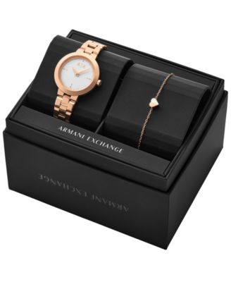 Armani Exchange Women's Two-Hand Rose Gold-Tone Stainless Steel Gift Set, 36mm