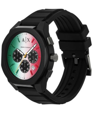 Armani Exchange Men's Chronograph Black Silicone Watch, 44mm