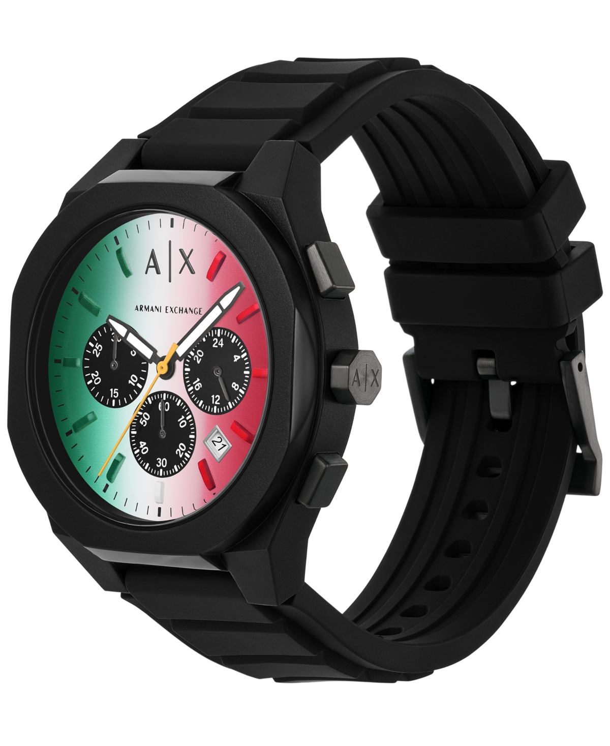 Armani Exchange Men's Chronograph Black Silicone Watch, 44mm