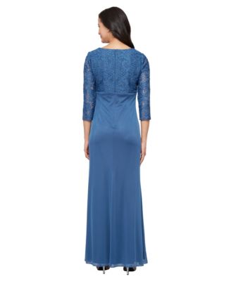 Women's Lace-Bodice Cascade-Ruffle Gown