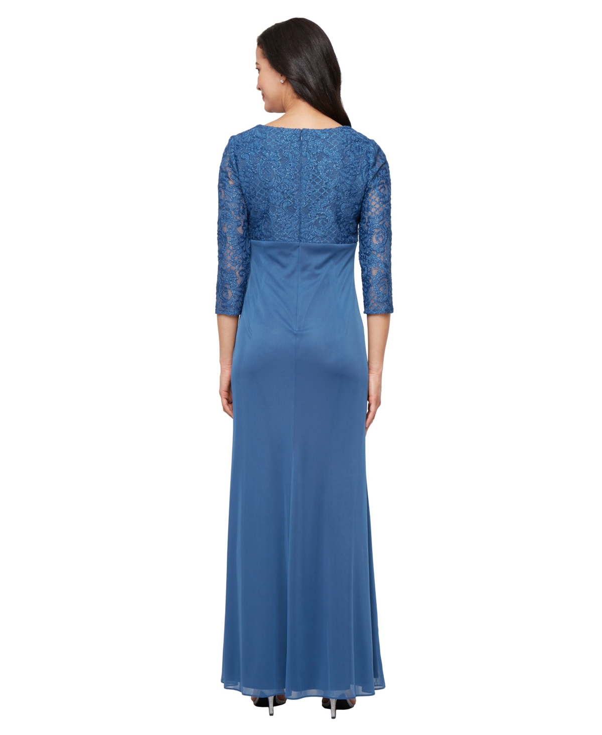 Alex Evenings Women's Lace-Bodice Cascade-Ruffle Gown